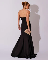 Vestido de Festa Longo Alfaiataria Tomara que Caia Saia Sereia Preto