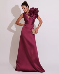 Vestido de Festa longo Zibeline Flor Fúcsia