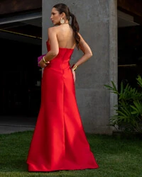 Vestido de Festa Longo Tomara que Caia Zibeline Vermelho