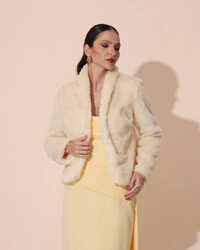 Casaco Fake Fur Amarelo Manteiga
