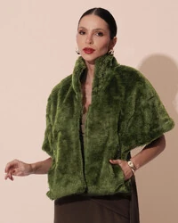 Estola Fake Fur Verde Musgo