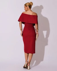 Vestido de Festa Midi Alfaiataria Cereja