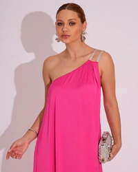 Vestido de Festa Longo Cetim Um Ombro Só Pink