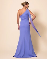 Vestido de Festa Longo Alafataria Um Ombro só Detalhe Drapeado Lilás New