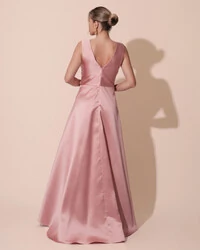 Vestido de Festa Longo Plus Size Zibeline Faixa e Flor Rose