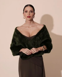 Estola Verde Oliva New Fake Fur