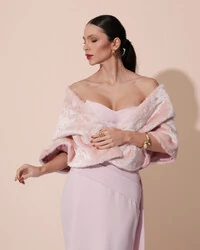 Estola Rosa Chá Fake Fur