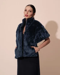 Estola Fake Fur Azul Marinho