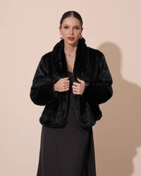 Casaco Fake Fur Preto