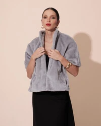 Estola Fake Fur Cinza New