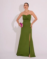 Vestido de Festa Longo Tomara que Caia Alfaiataria Verde