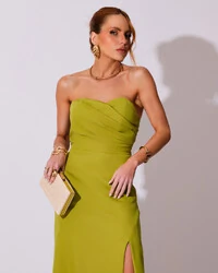 Vestido de Festa Longo Tomara que Caia Alfaiataria Verde Pistache