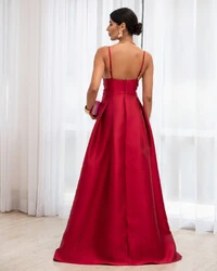 Vestido Longo de Festa Decote em V Marsala