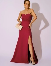 Vestido de Festa Longo Tomara que Caia Alfaiataria Cereja