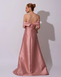 Vestido de Festa Longo Zibeline Ombro a Ombro Drapeado e Fenda Rose