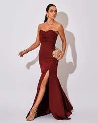 Vestido de Festa Longo Tomara que Caia Alfaiataria Marsala