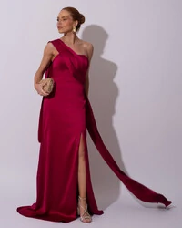 Vestido de Festa Longo Cetim Alfaiataria Tomara que Caia com Faixa Lenço Beterraba