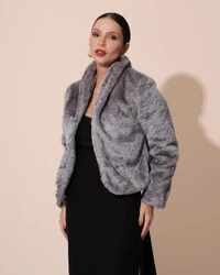 Casaco Fake Fur Grafite