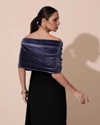 Estola Veludo Azul Marinho