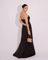 Vestido de Festa Longo Tomara que Caia Alfaiataria Preto