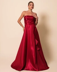 Vestido de Festa Longo Cetim Cristal Tomara que Caia Detalhe Marsala