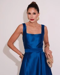 Vestido de Festa Longo Zibeline com Fenda e Faixa Azul Royal