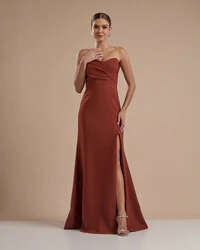 Vestido de Festa Longo Tomara que Caia Alfaiataria Terracota