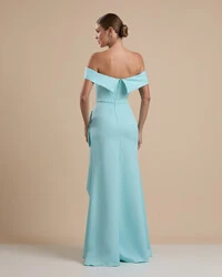 Vestido de Festa Longo Ombro a Ombro com Fenda em Alfaiataria Tiffany