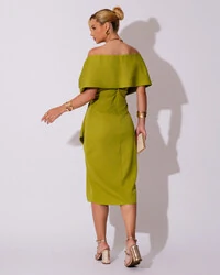 Vestido de Festa Midi Alfaiataria Verde Pistache