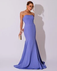 Vestido de Festa Longo Alfaiataria Tomara que Caia Saia Sereia Lilás New