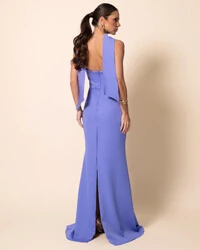 Vestido de Festa Longo Alfaiataria Tomara que Caia Saia Sereia com Lenço Lilás New