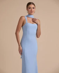 Vestido de Festa Longo Alfaiataria Alça Larga e Lenço Serenity