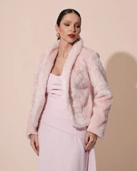 Casaco Fake Fur Rose