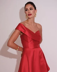 Vestido de Festa Longo Zibeline um Ombro Só Mullet Vermelho