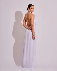 Vestido de Festa Longo com Decote Degagê Branco