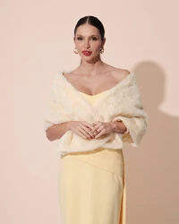 Estola Amarelo Manteiga Fake Fur