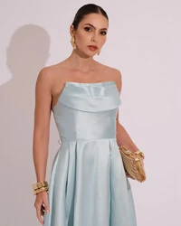 Vestido de Festa Longo Tomara que Caia Trançado Costa em Zibeline Tiffany