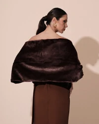 Estola Marrom Fake Fur