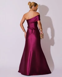 Vestido de Festa Zibeline com Faixa Ombro a Ombro Fucsia