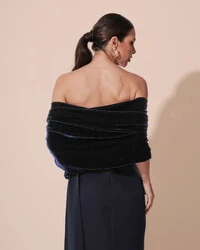 Estola Veludo Azul Marinho New