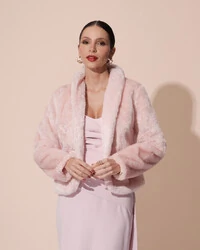 Casaco Fake Fur Rose