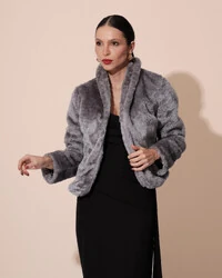 Casaco Fake Fur Grafite