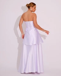 Vestido de Festa Zibeline Tomara que Caia com Recortes e Camadas Branco