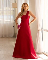 Vestido Longo de Festa Zibeline com Faixa de Um Ombro Marsala