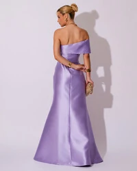 Vestido de Festa Zibeline com Faixa Ombro a Ombro Lilás