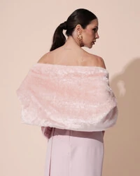 Estola Rosa Chá Fake Fur