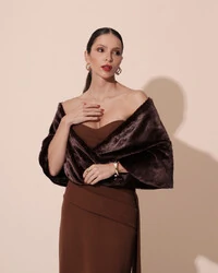 Estola Marrom Fake Fur