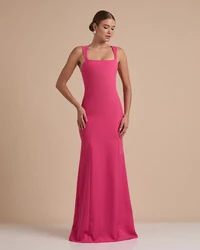 Vestido de Festa Longo Alfaiataria Alça Larga e Lenço Pink