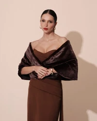 Estola Marrom Fake Fur