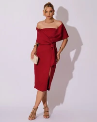 Vestido de Festa Midi Alfaiataria Cereja